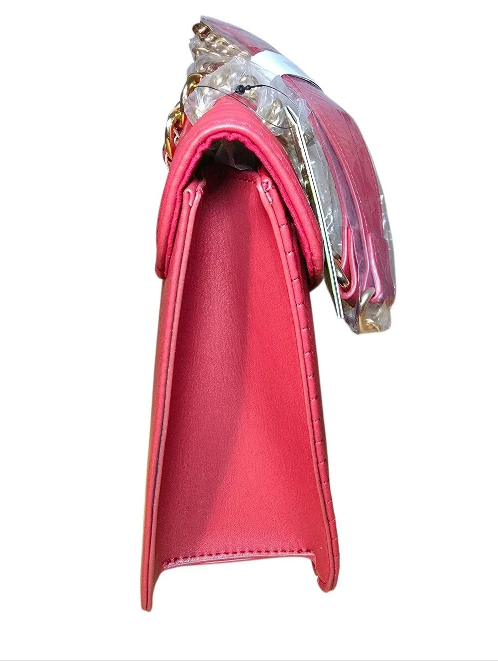Badgley Mischka Bag Red Quilted Chain-Accent Shoulder Bag Vegan Leather NWT